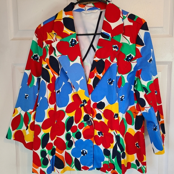 Erin London, Woman's Long Sleeve Blazer, Size: Large Color: Flower Pattern - Picture 4 of 16